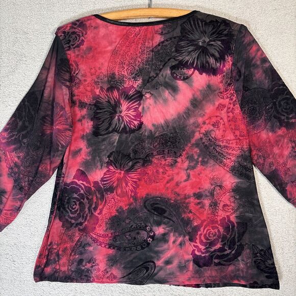 Serenade Top Women’s Size 1X Black Red Fairy Grunge Goth Vamp Tie Dye Whimsigoth - Picture 12 of 14